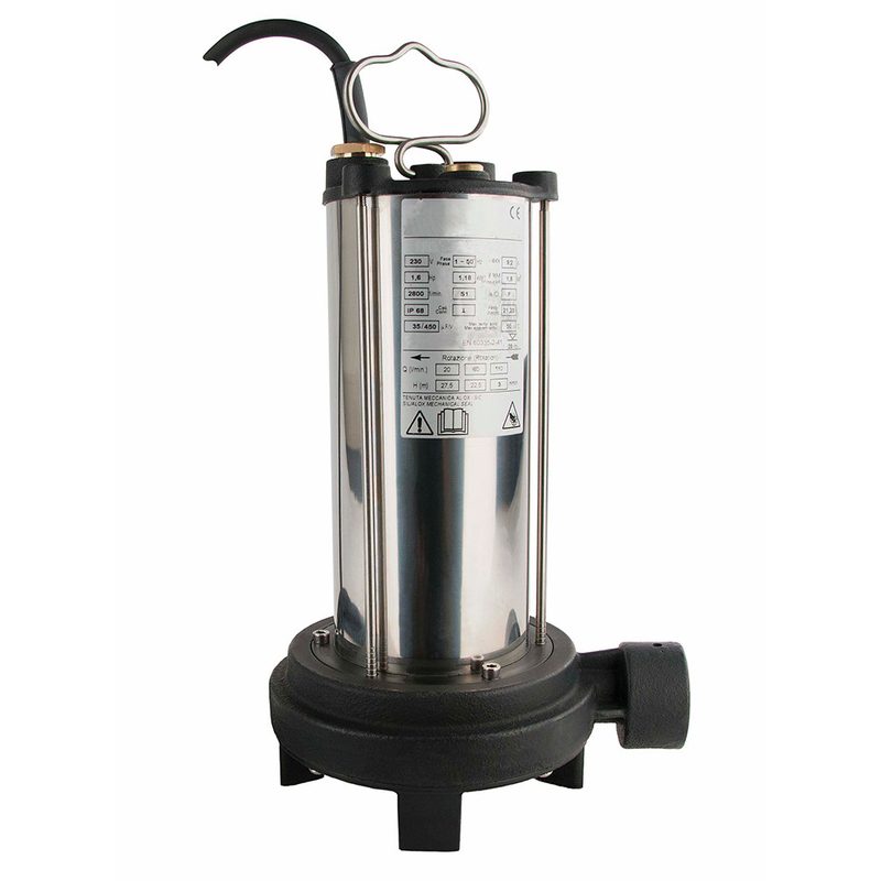 Pompe dilacératrice submersible – 1,2 kW – 230 V – 30 m – 6,6 m³/h – avec flotteur